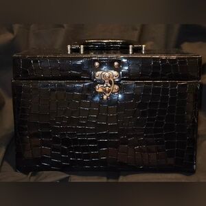 Large Black Makeup or Storage Box w/Pull out Drawer 12x8x7"